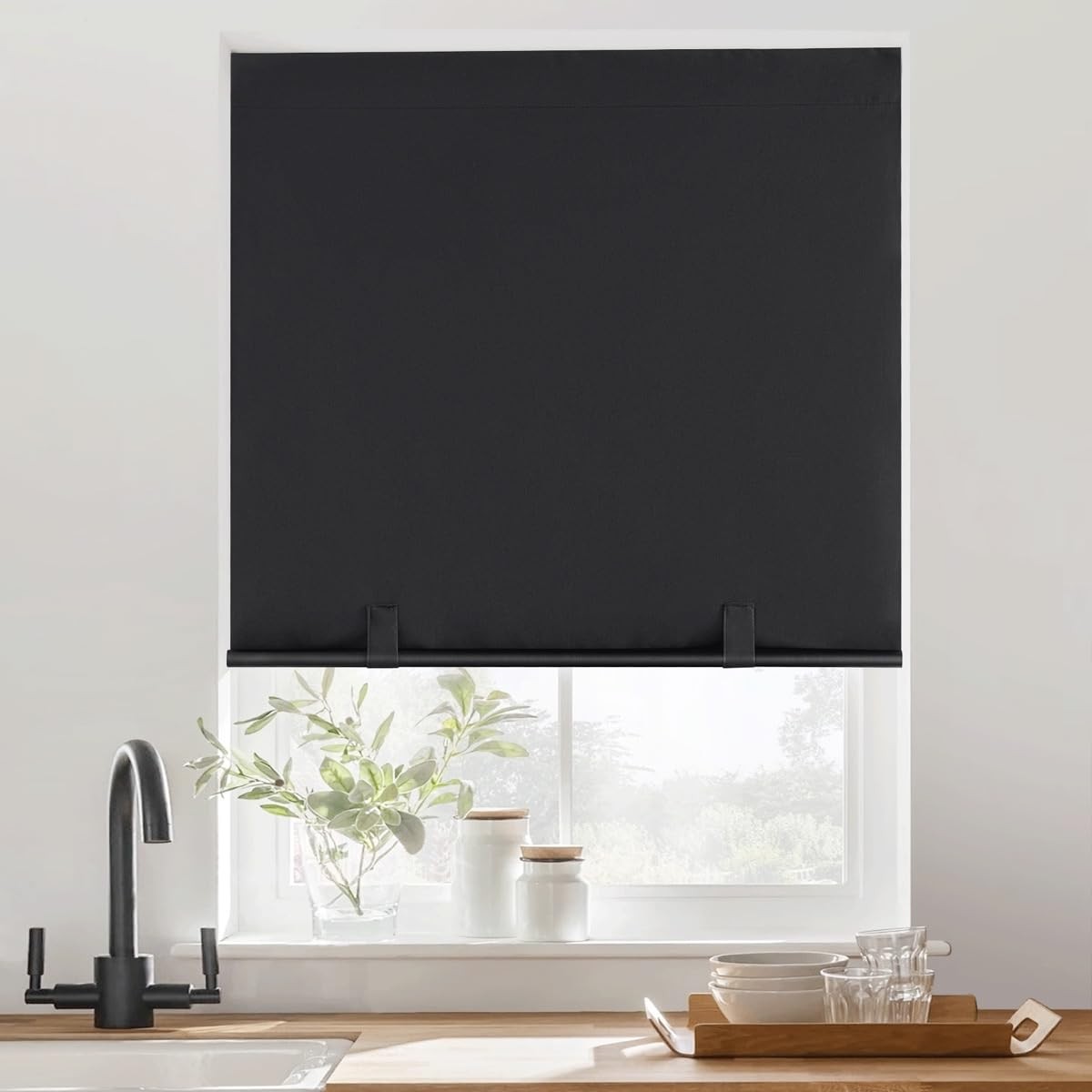 100% Blackout Blinds for Windows, No Drill Roller Shades, Stick On Window Bli…