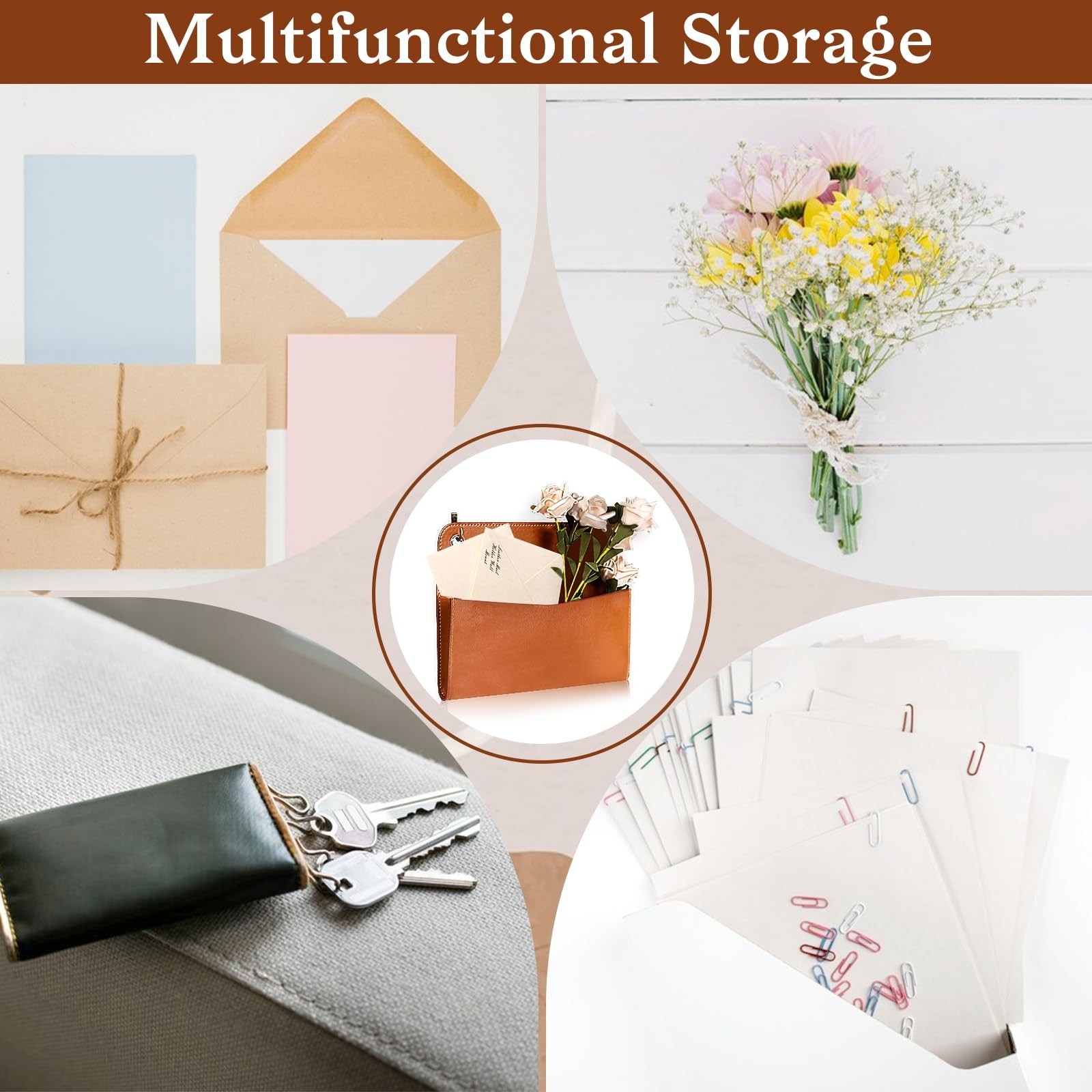 3 Pcs PU Leather Mail Holder Wall Mount Brown PU Leather Letter Holder Vintag…