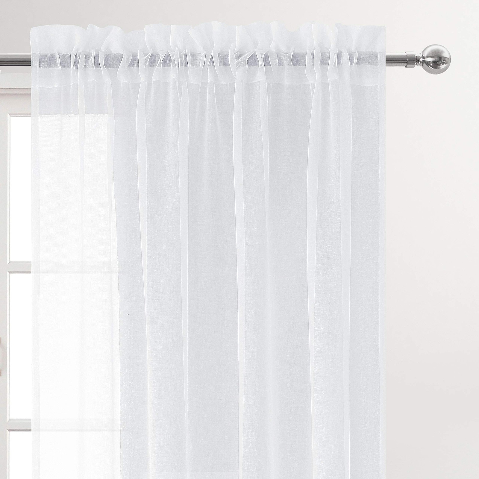 DWCN White Sheer Curtains Semi Transparent 52″W x 54″L (Pack of 2),