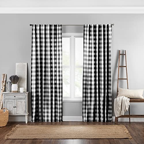 Farmhouse Living Buffalo-Check Window Curtain 52″W x 84″L (Pack of 1) Black