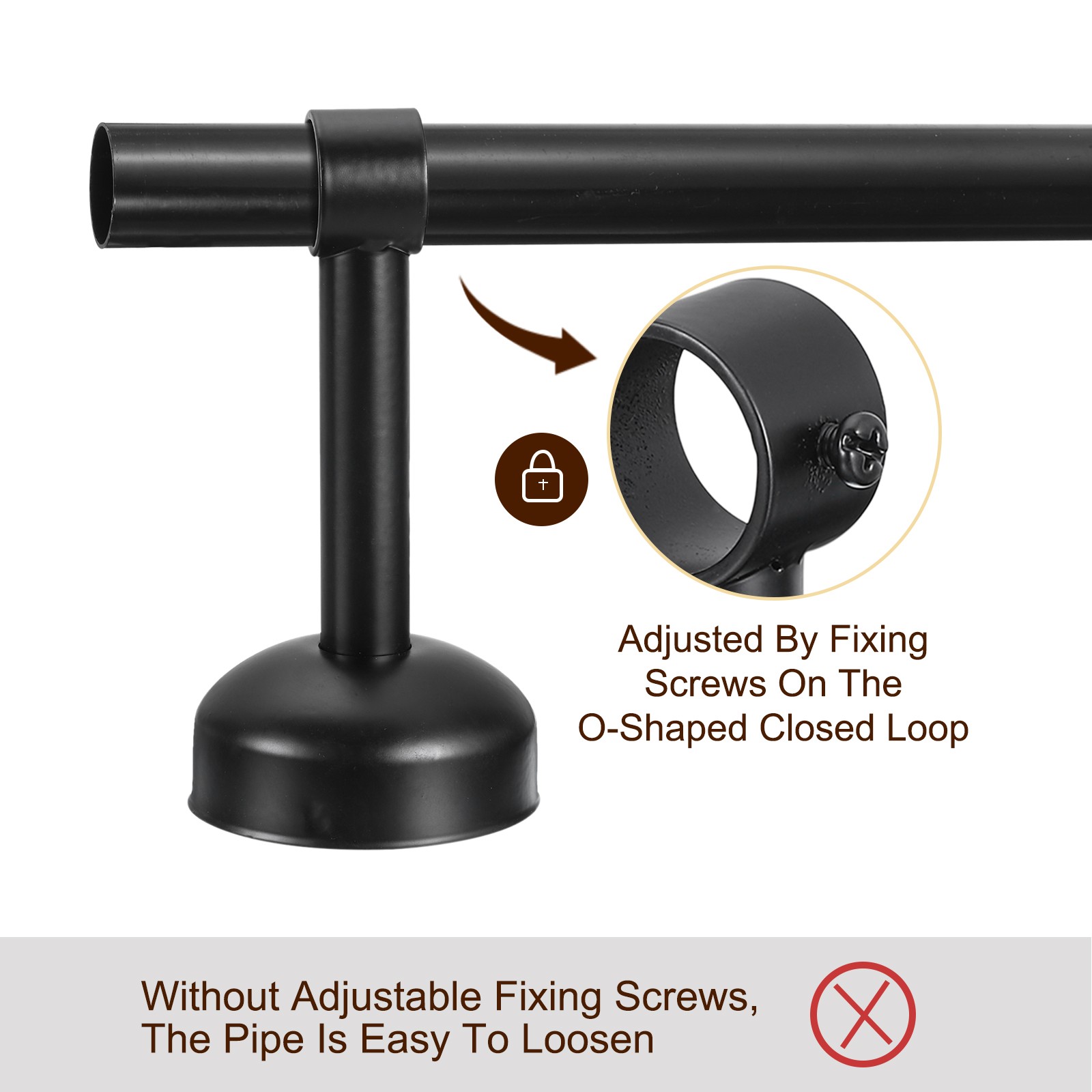 2 Set Ceiling Mount Curtain Rod Bracket 25x200mm Stainless Steel Rod Holders