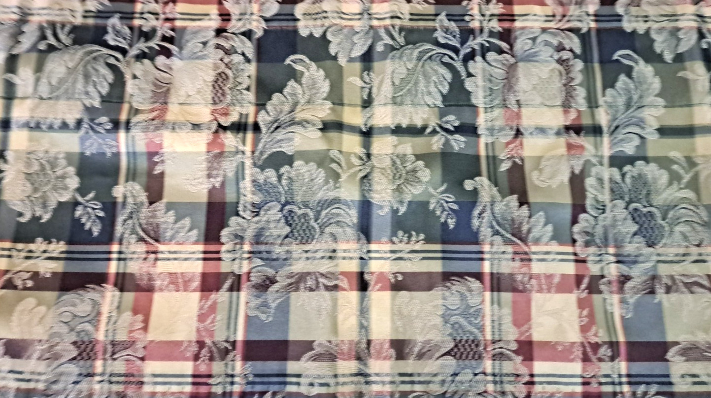 Plaid Floral Damask Curtain Valance Blue Red Beige Country Cottage 15×52