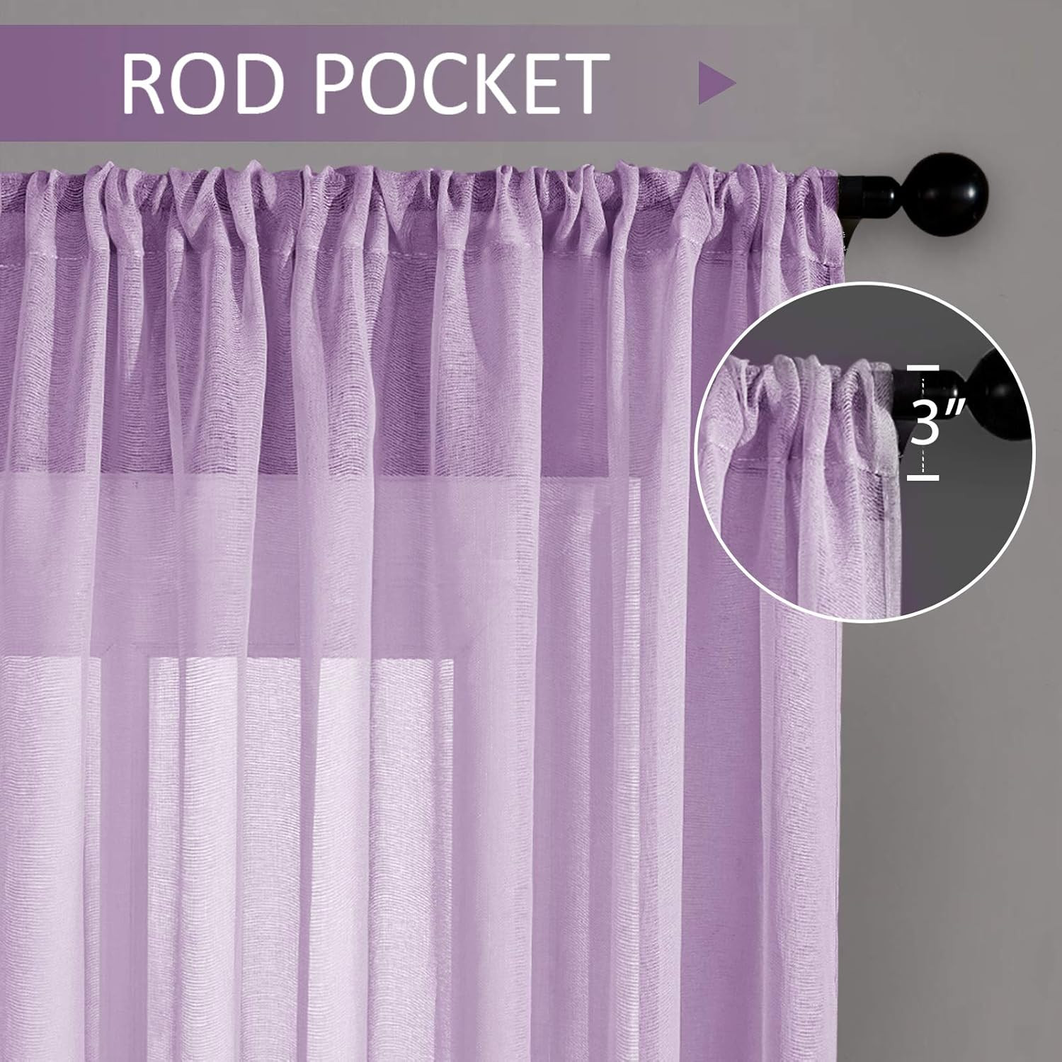 Purple Sheer Curtains 72 Inch Length Curtain Sheers Girls Room Nursery Transpare