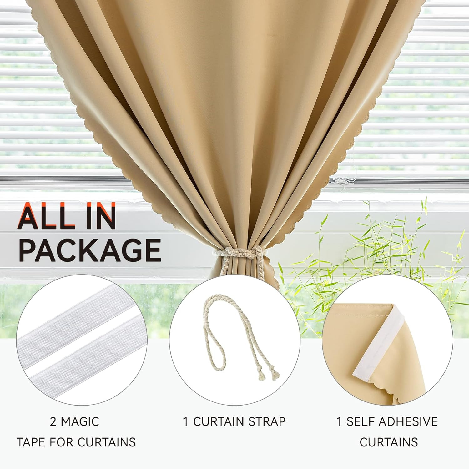 Adhesive Blackout Curtains for Window, Peel-Stick Room Darkener, No Rod, Wall-Sa