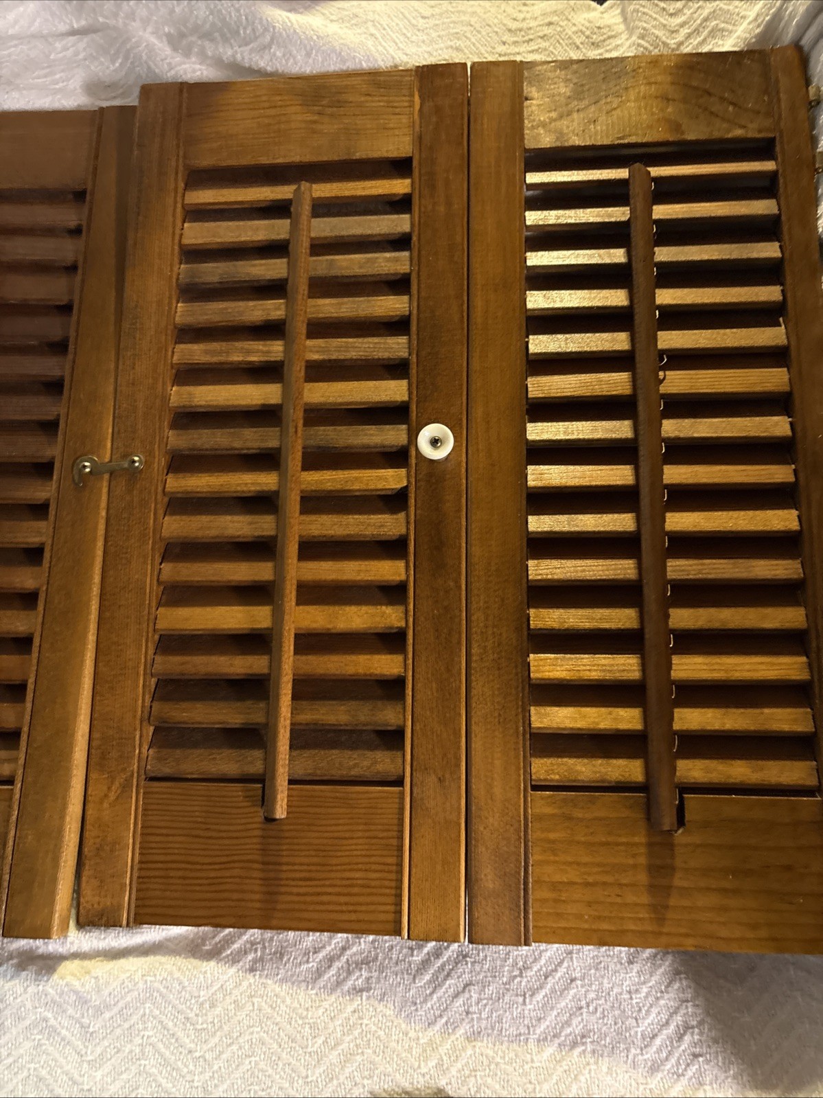Vintage Plantation Window Shutters Set 19″x 15 1/4 “Wood Interior Louver Brown
