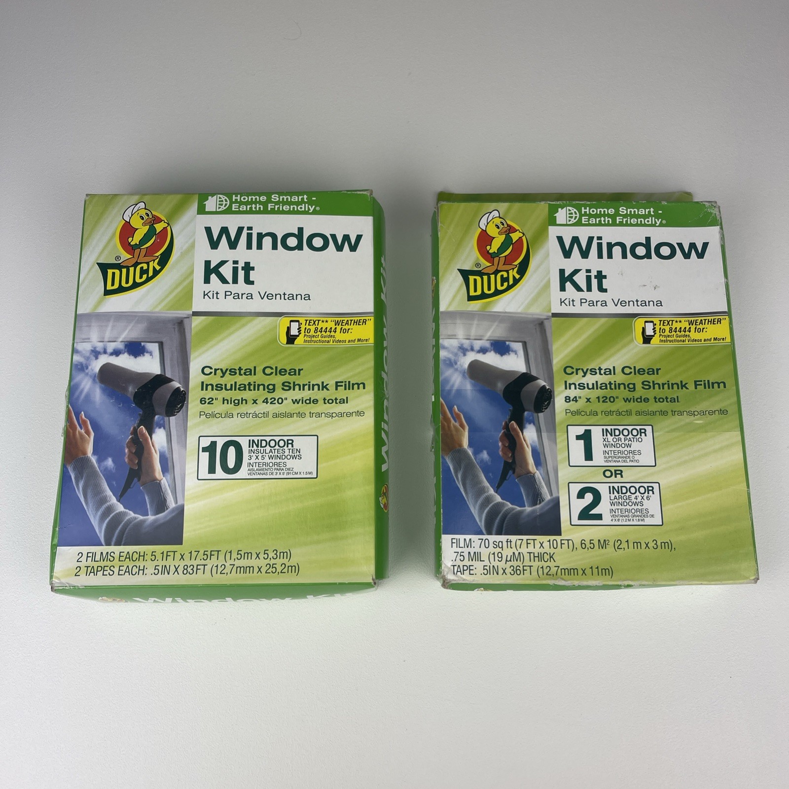 Duck Crystal Clear Shrink Film Window Kit 10, 62” H x 420”W also 1 , 84” x 120”