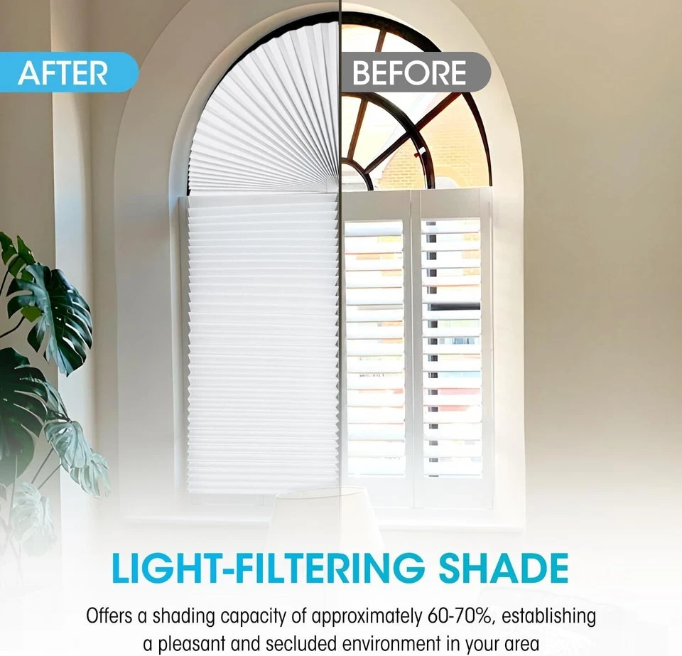 Arch Window Light Filtering Pleated Shade Blinds For Semicircle Arch Window 60%7
