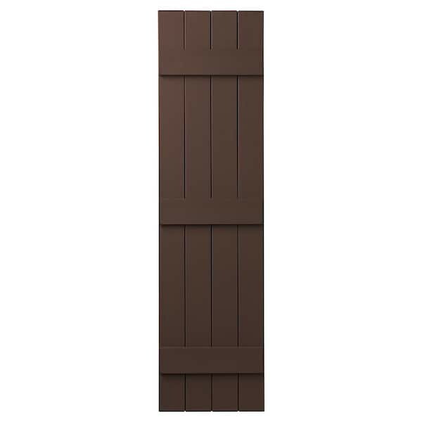 Ply Gem Shutters Pair 15″W x 59″H Closed Board + Batten Polypropylene in Brown