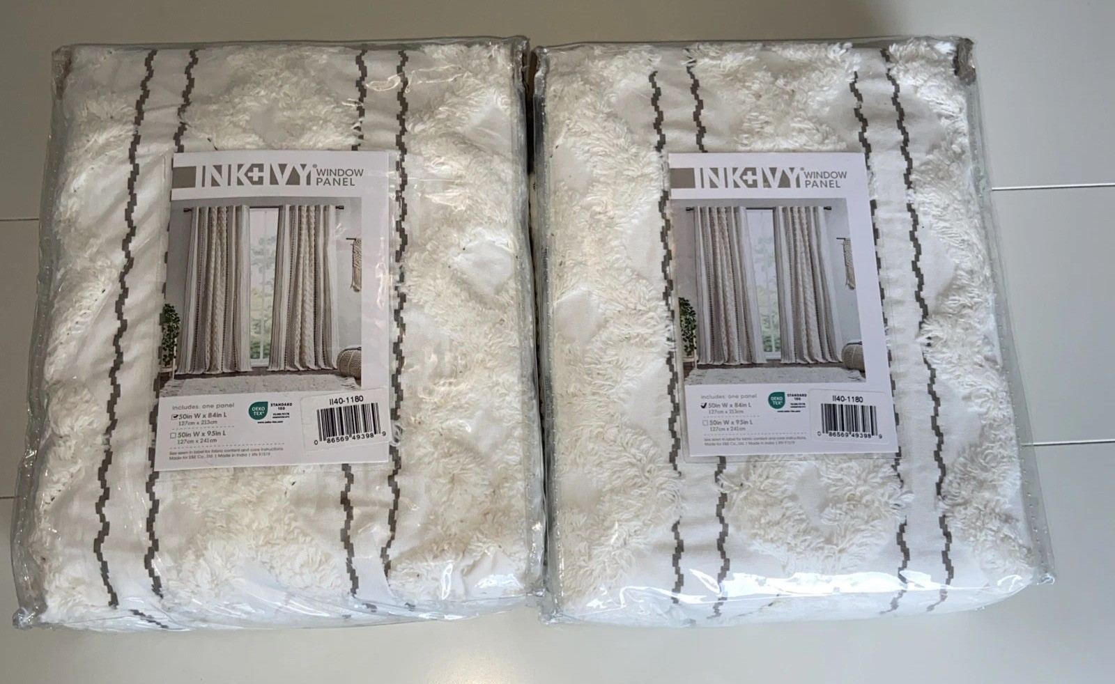 Pair INK+IVY Imani 100% Cotton Window Panel Curtains Chenille 50″ X 84″ New