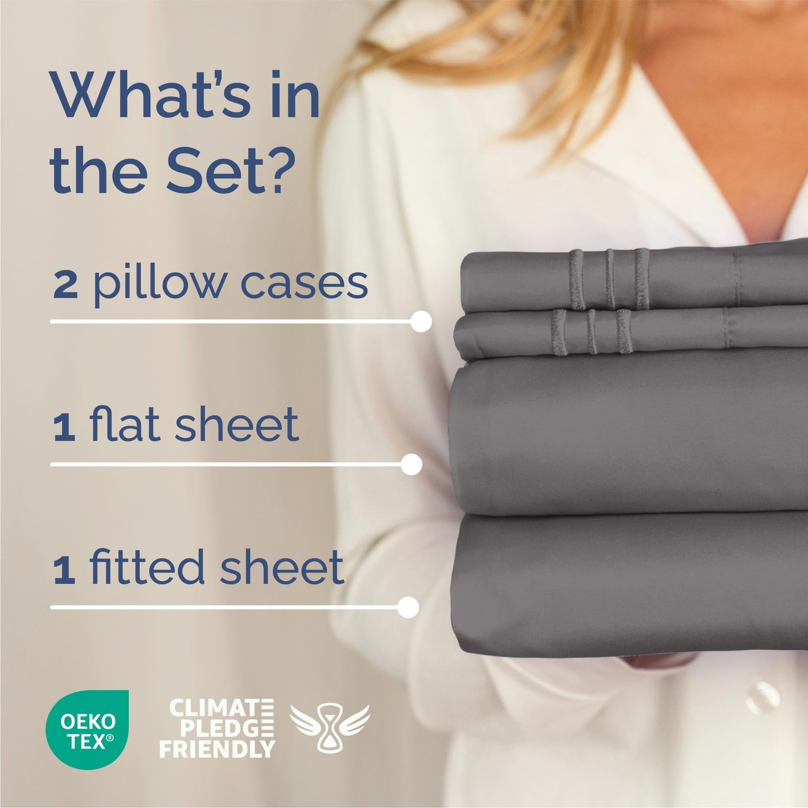 Queen Size 4 Piece Sheet Set – Comfy Breathable & Queen, 06 – Dark Grey