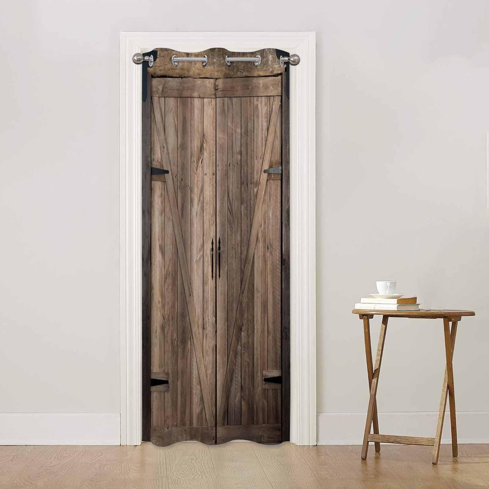 Wooden Barn Doors Doorway Curtains Rustic Farmhouse Brown Doorway Curtain 1 P…