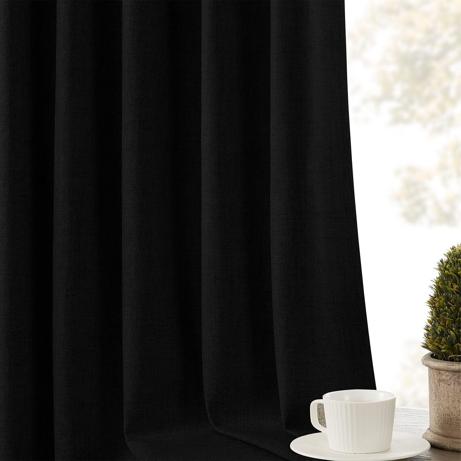 CUCRAF 100% Blackout Back Tab and Rod Pocket Curtains 84 Inch Length 2 Panels Se
