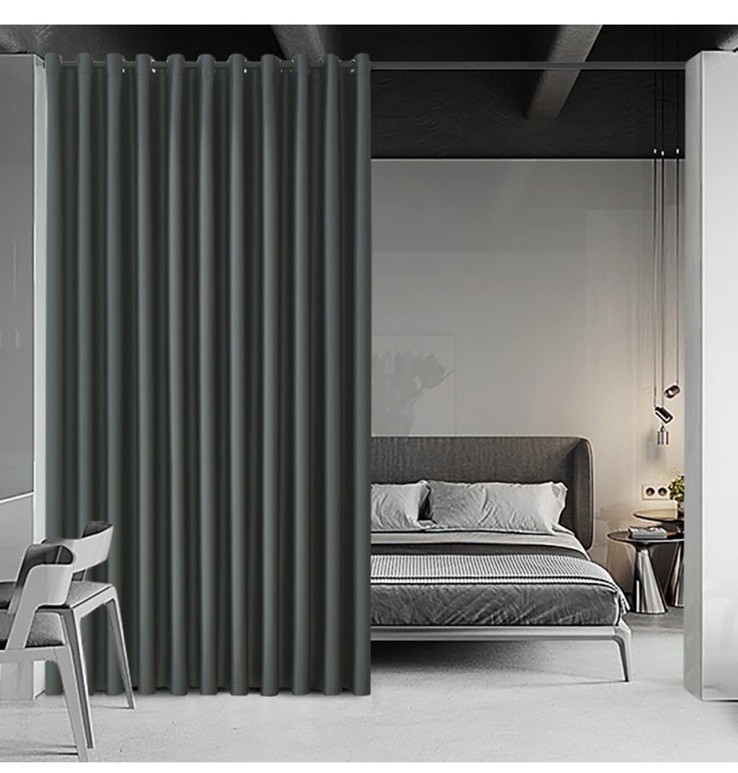 Blucoastline Blackout Room Divider Curtain 12.5ft W x 8ft L, Dark Grey, 1 Panel