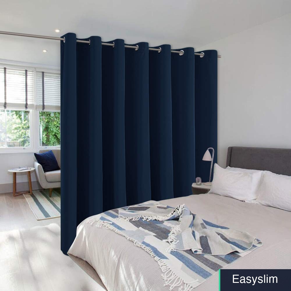 Room Divider Heavy Blackout Curtain Navy Silver Grommet 150W x 96L