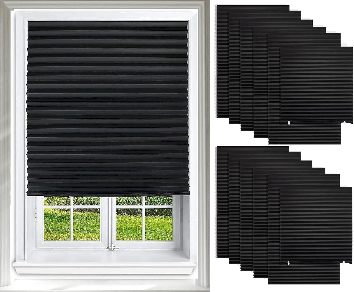6 Pack Temporary Shades, Pleated Paper Blinds for Indoor Windows Cut to Size Adh