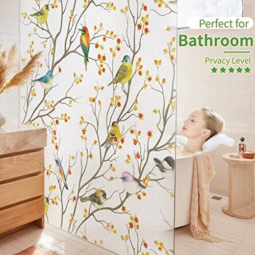 Window Privacy Cling Film with Installation Tools, Stained Glass Opaque Non