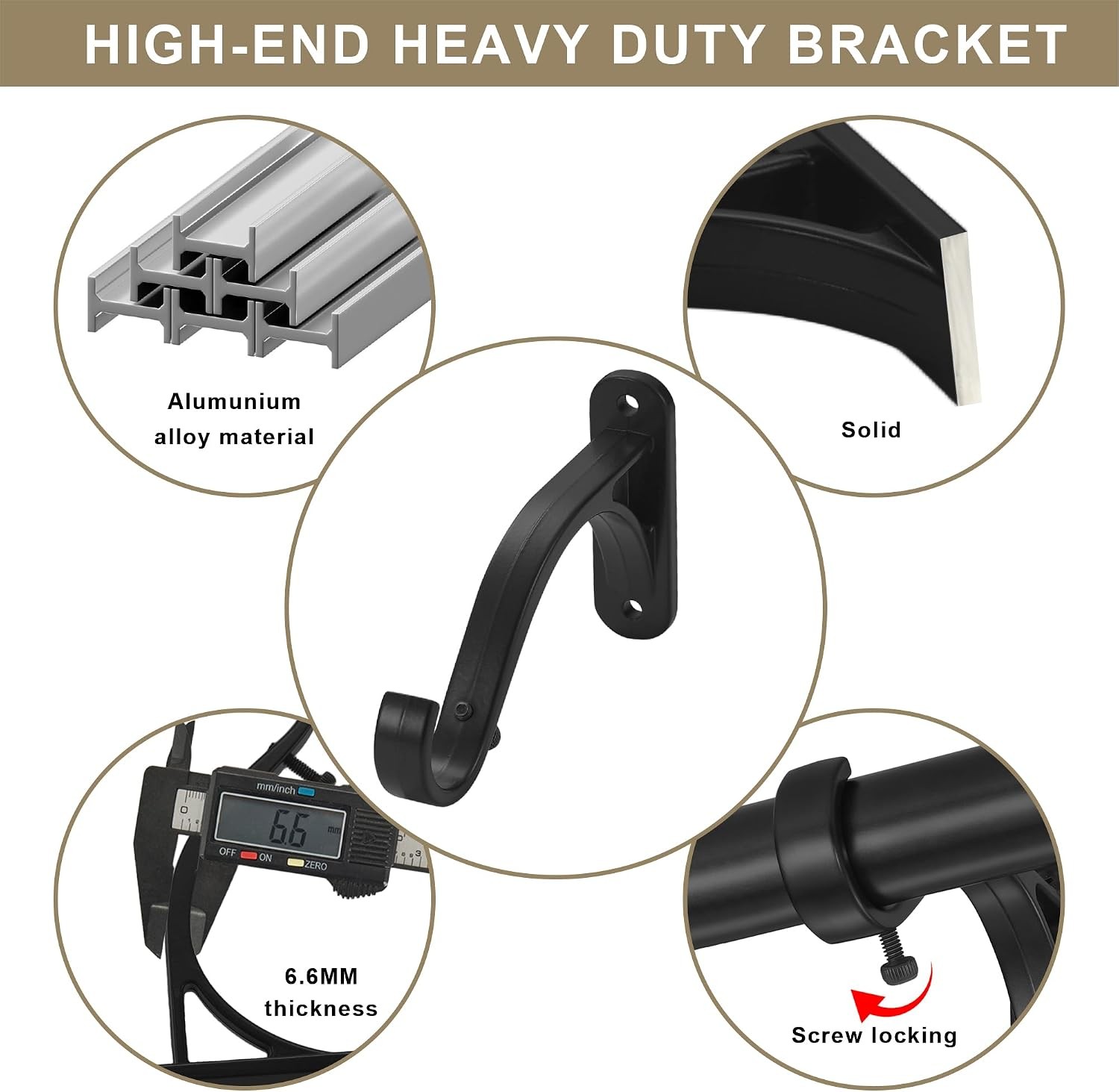 Heavy Duty Adjustable Curtain Rod Window Drapery Hardware Solid Metal Bracket