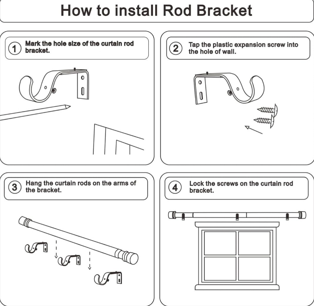 Byondeth Curtain Rods for Windows 16 to 88 Inches Adjustable Length 1 Inch