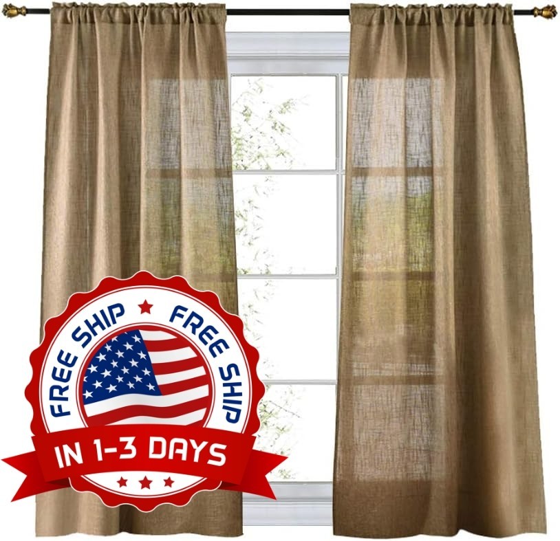 Opacas Cortinas 1 Paneles Set Para Ventanas De Tela 37X 63 Bronceado Natural NEW