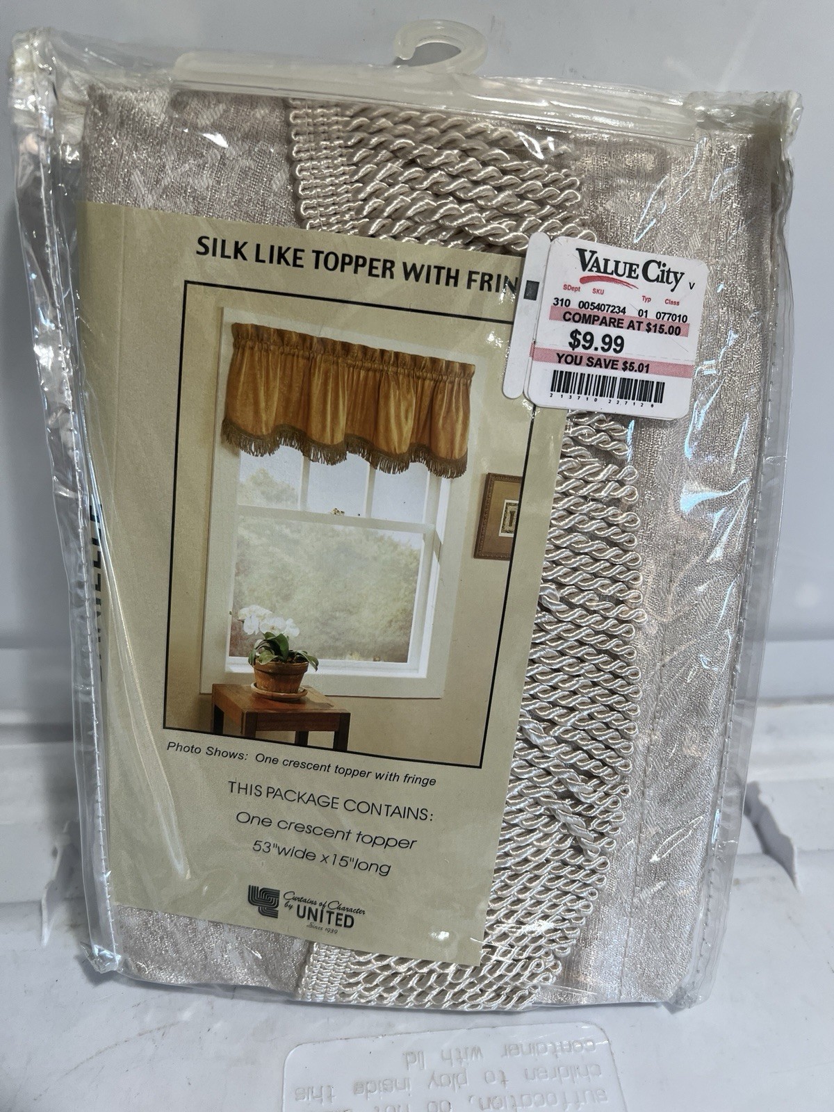United Curtains Silk Like Topper W/fringe 53”x15” Beautiful Danielle