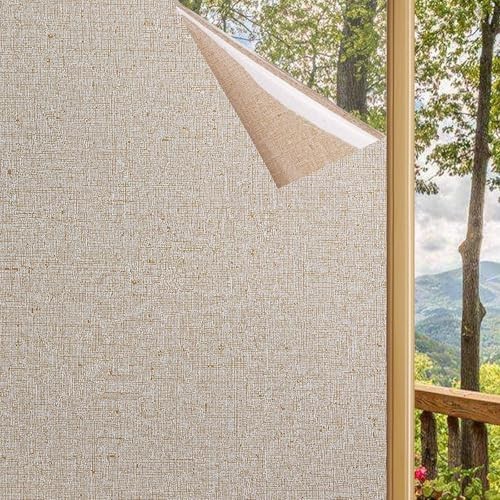 Window Film No Adhesive Removable,Decorative Privacy 17.5 x 78.7 Inch Brown