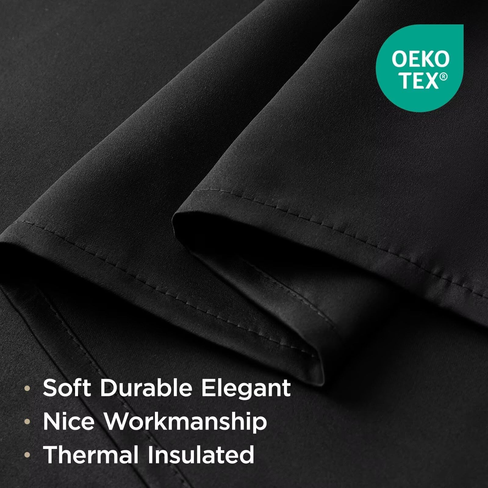 Black Blackout Curtains 84 inch Length 2 Panels Set, Rod Pocket (W52 x L84 Inch)