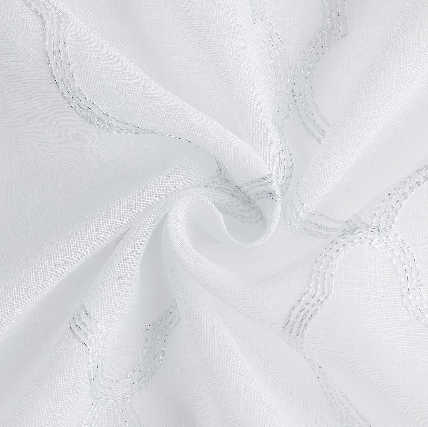 White Contemporary 3D Textured Curtains – 54X84 Inches – White and Patterned She