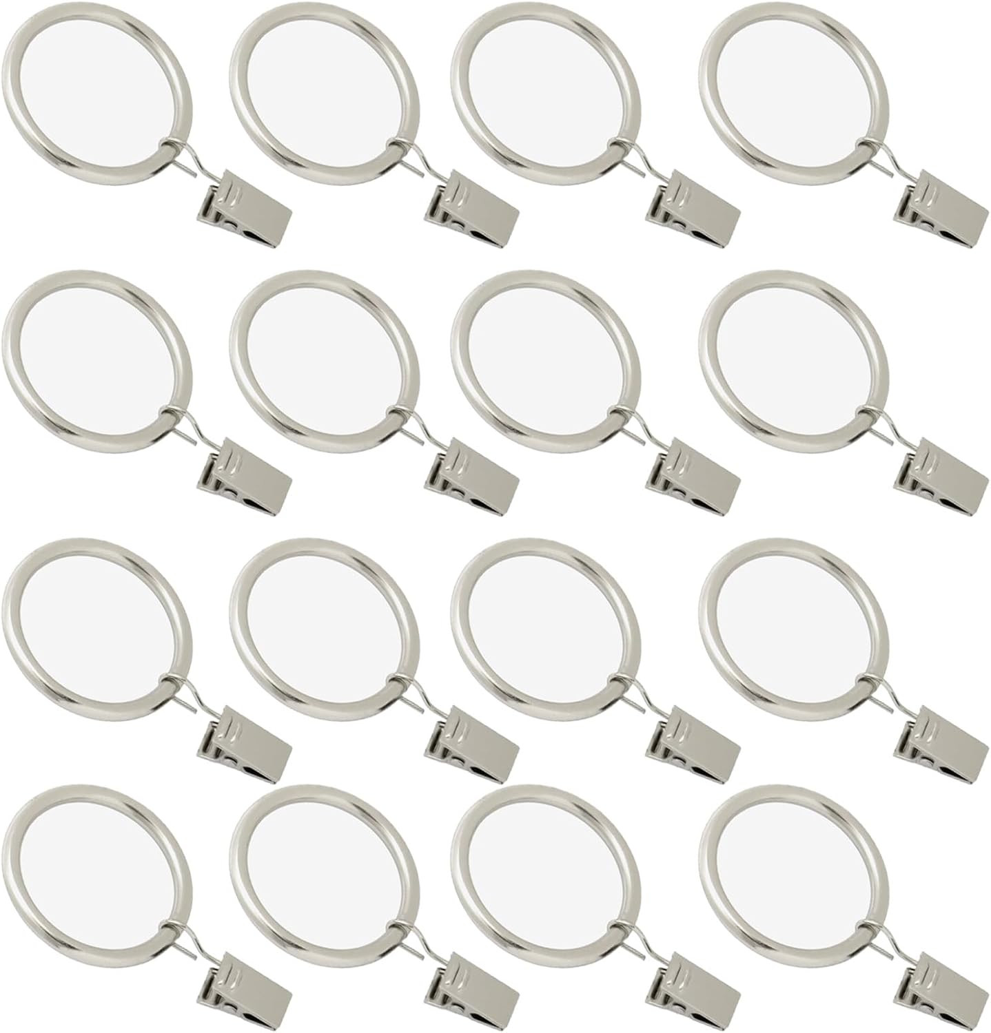 16 Pack Curtain Rings with Clips, Window Clip Rings Black Curtain Hooks Hangers