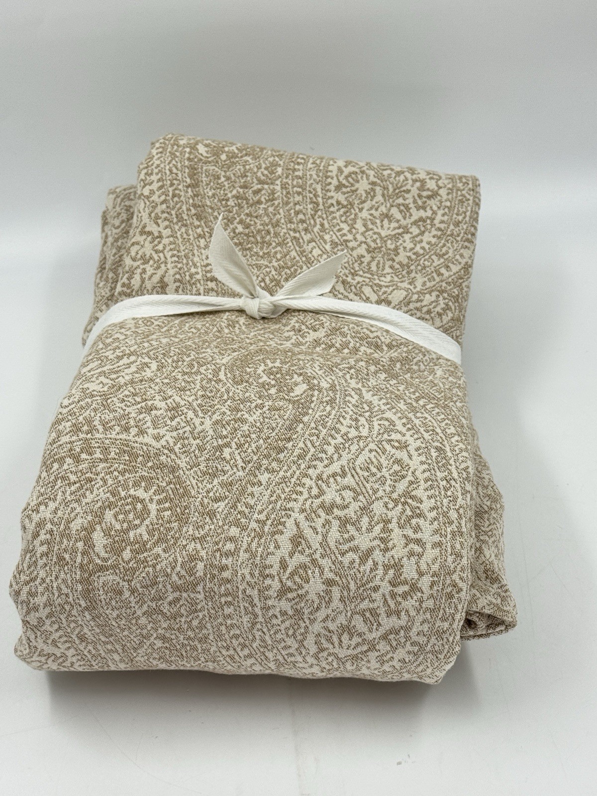 New Pottery Barn Paisley Jacquard Curtain, Light Filtering , 50x 96” Flax