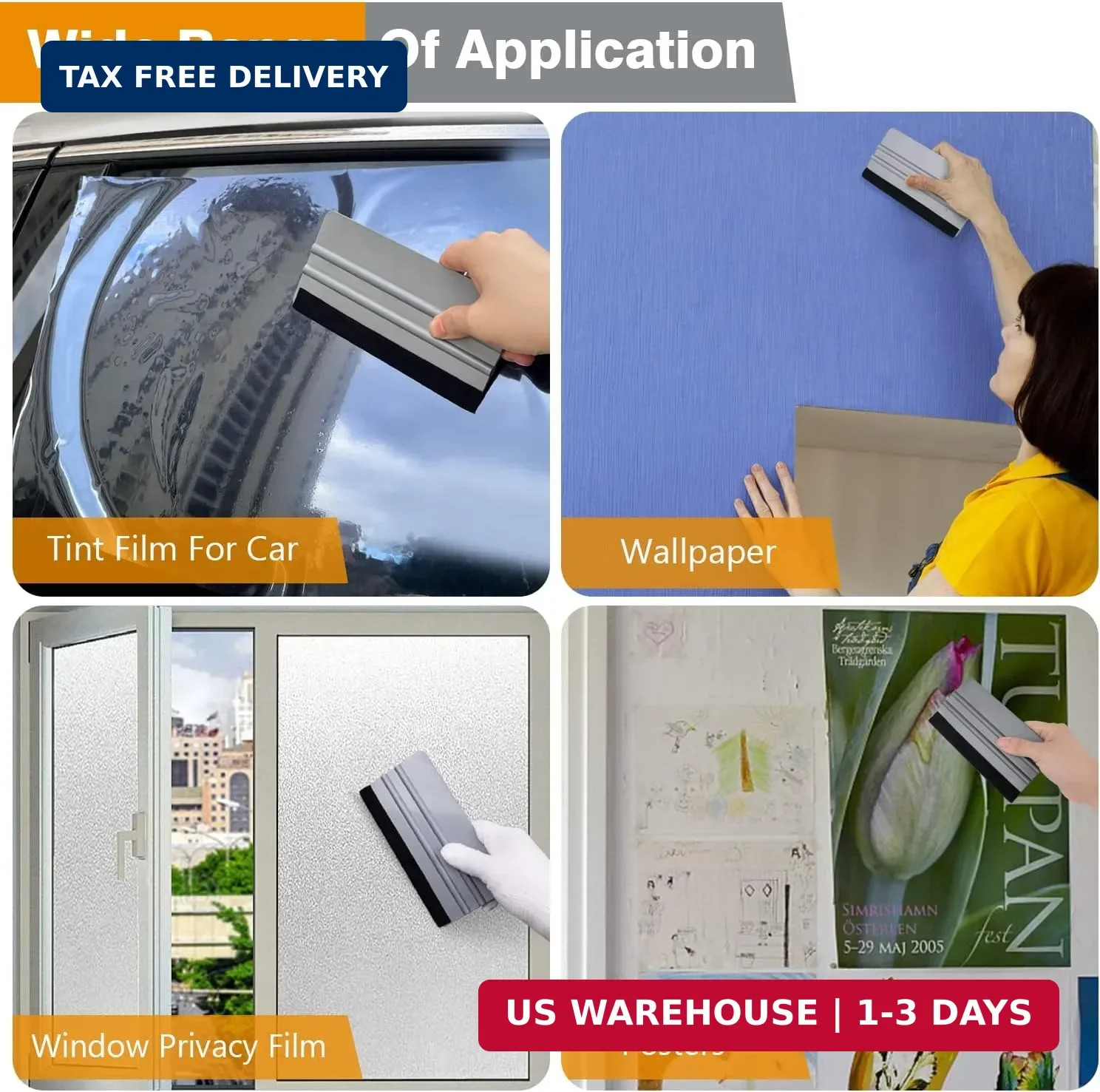 KESPEN Window Felt Squeegee, Vinyl Scraper for Window Privacy Film and Car Glass