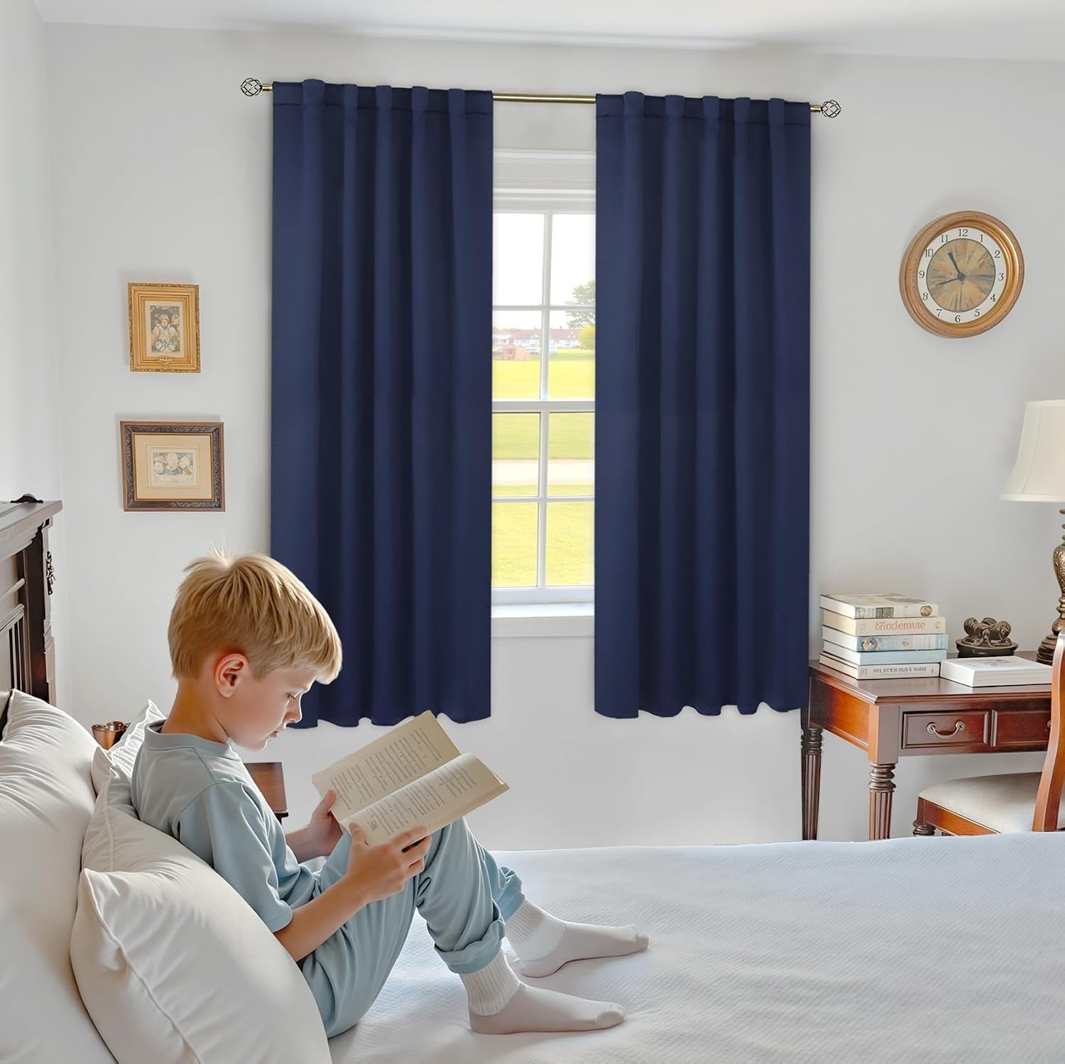 Thermal Insulated Navy Blue Blackout Drapes – 42×63 inch Room Darkening Panels
