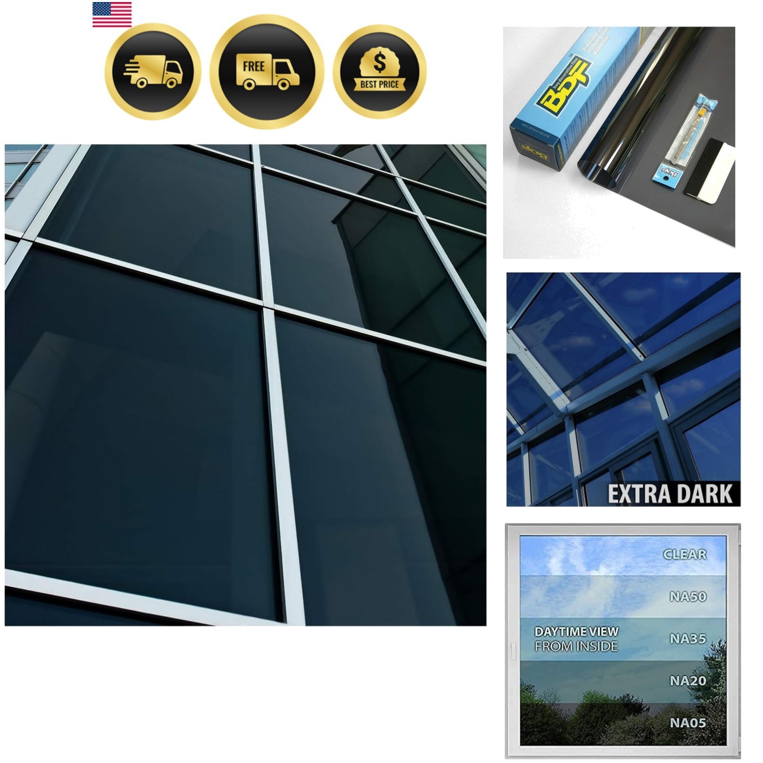 NA05 Window Film Daytime Privacy and Sun Control Natural Black 5 Very Dark – …
