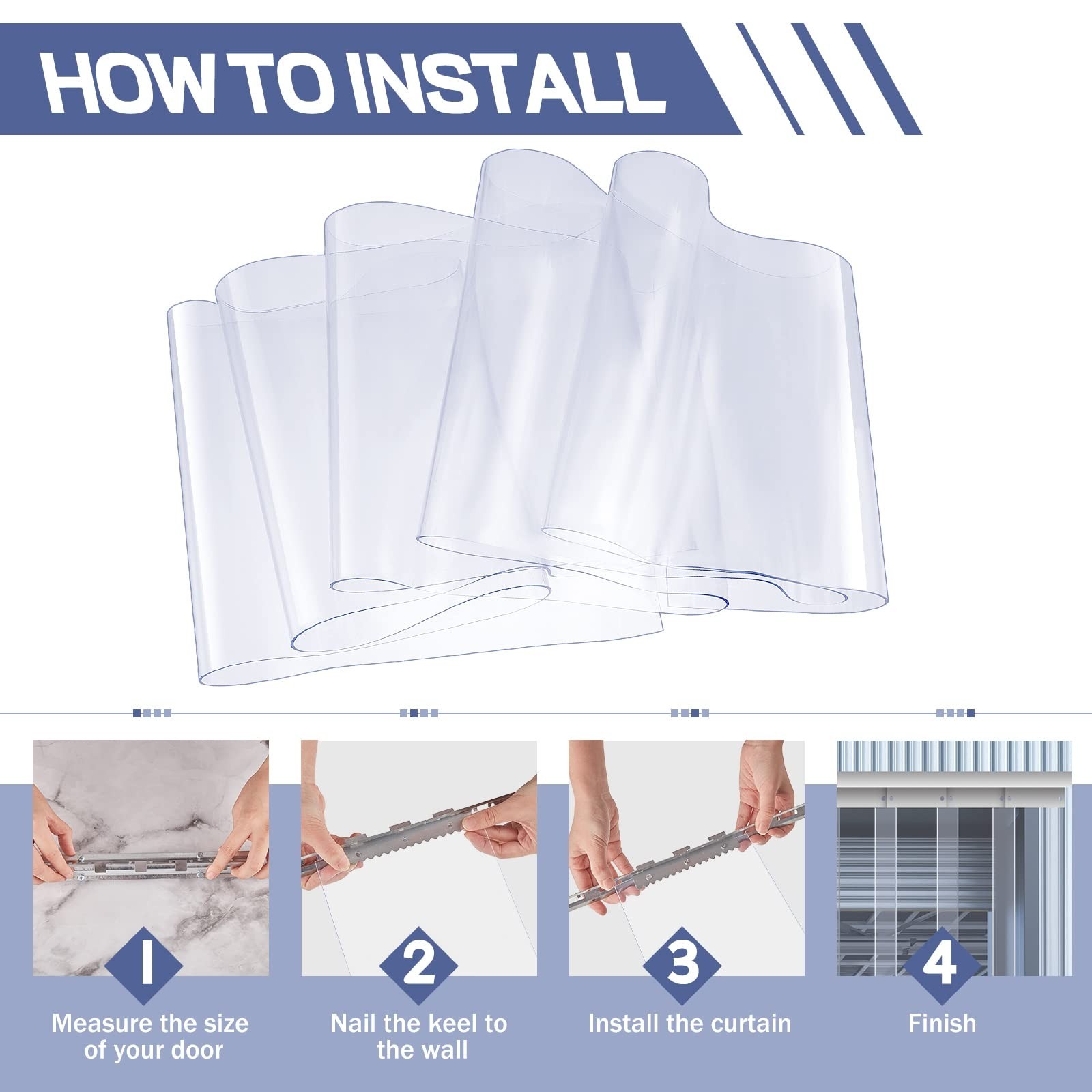Juexica 36 x 80 Inch PVC Strip Door Curtain Kit, Heavy Duty Waterproof Clear …