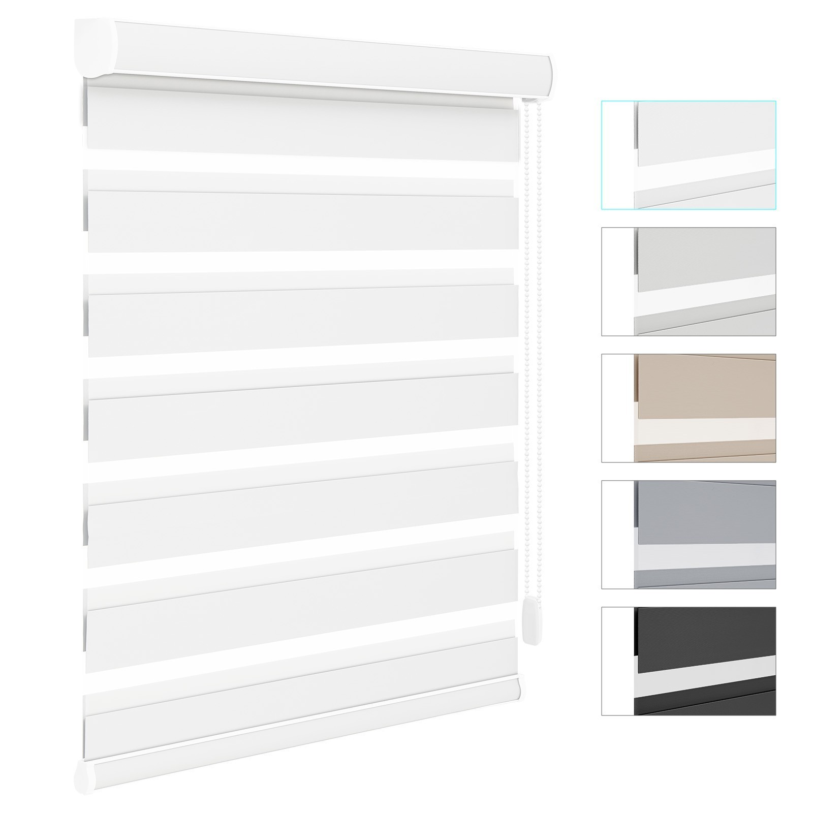 CUSTOM CUT Dual Layer Zebra Roller Shades Window Treatment Corded Window Blinds