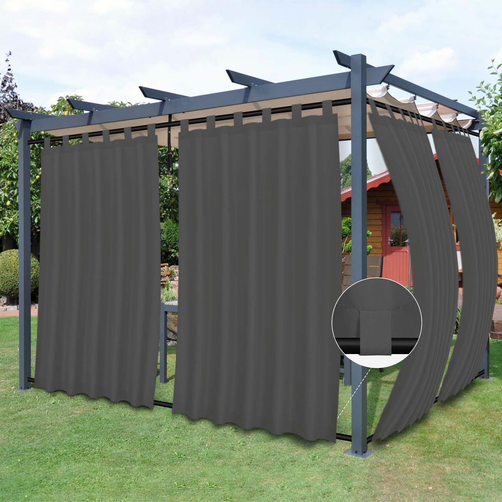 Outdoor Patio Curtains Detachable Tab Top Windproof Weatherproof Curtain for …