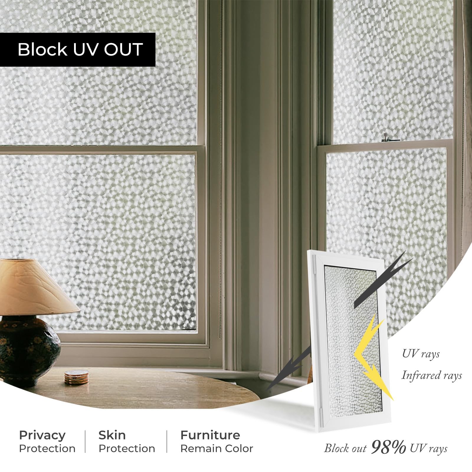 ADD.HERES Window Privacy Film, Glass Decorative 17.3″ x 78.7″, Floral Shadows