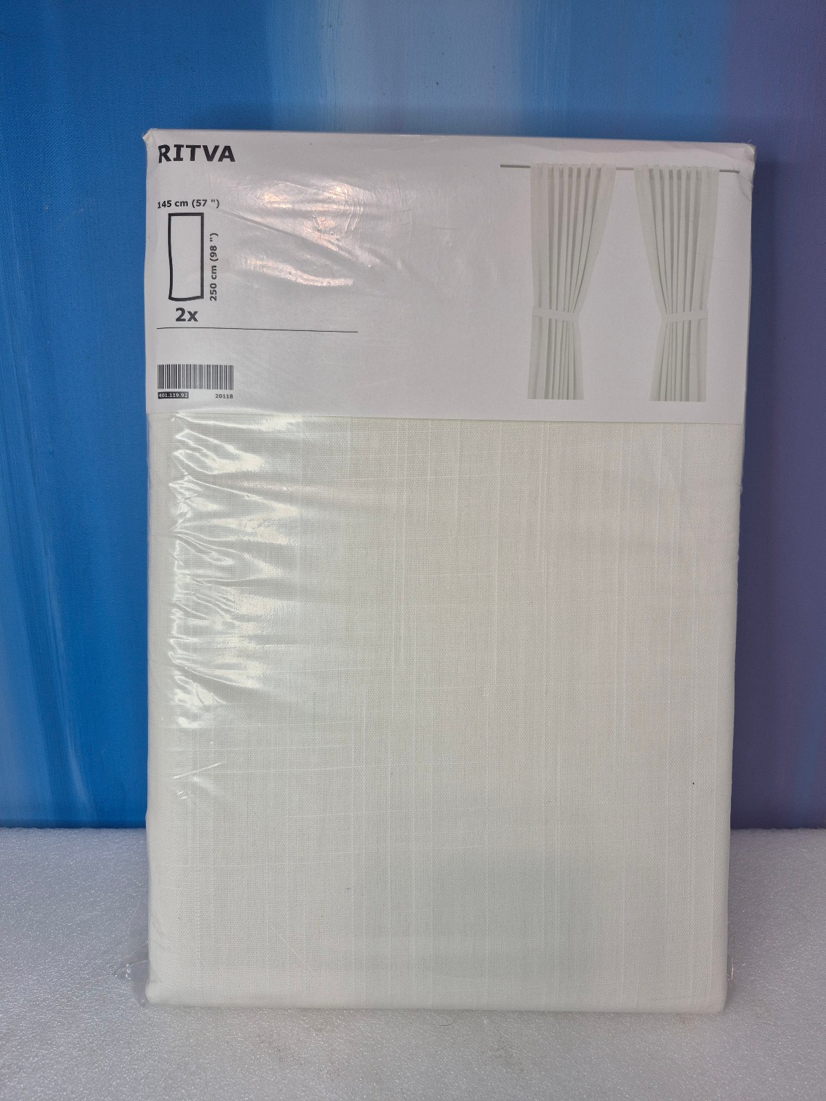 IKEA RITVA Curtains 100% Cotton with Tie-Backs 57″ x 98″ New In Package