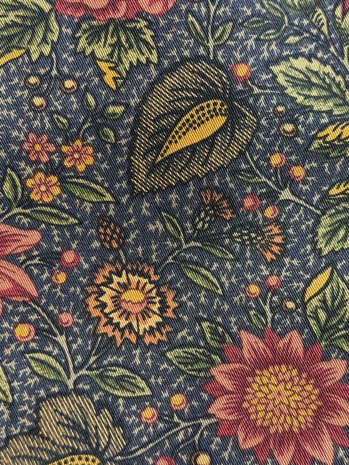 Waverly Valances William Morris Style Floral (3) ~76×15 Gold Red Rust Navy EUC