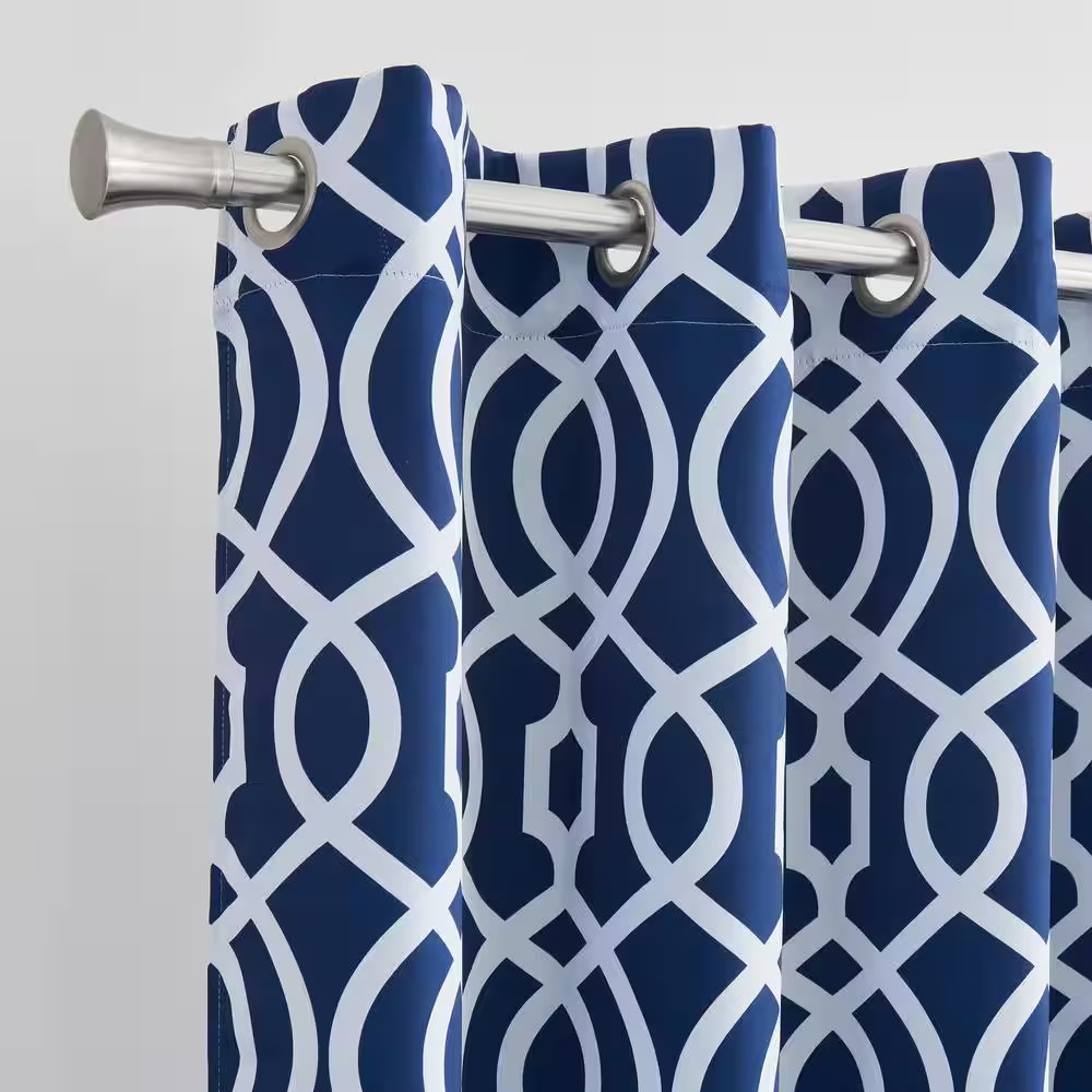 Trellis Printed Design 54″ X 84″ Black Out Single Window Panel in Navy