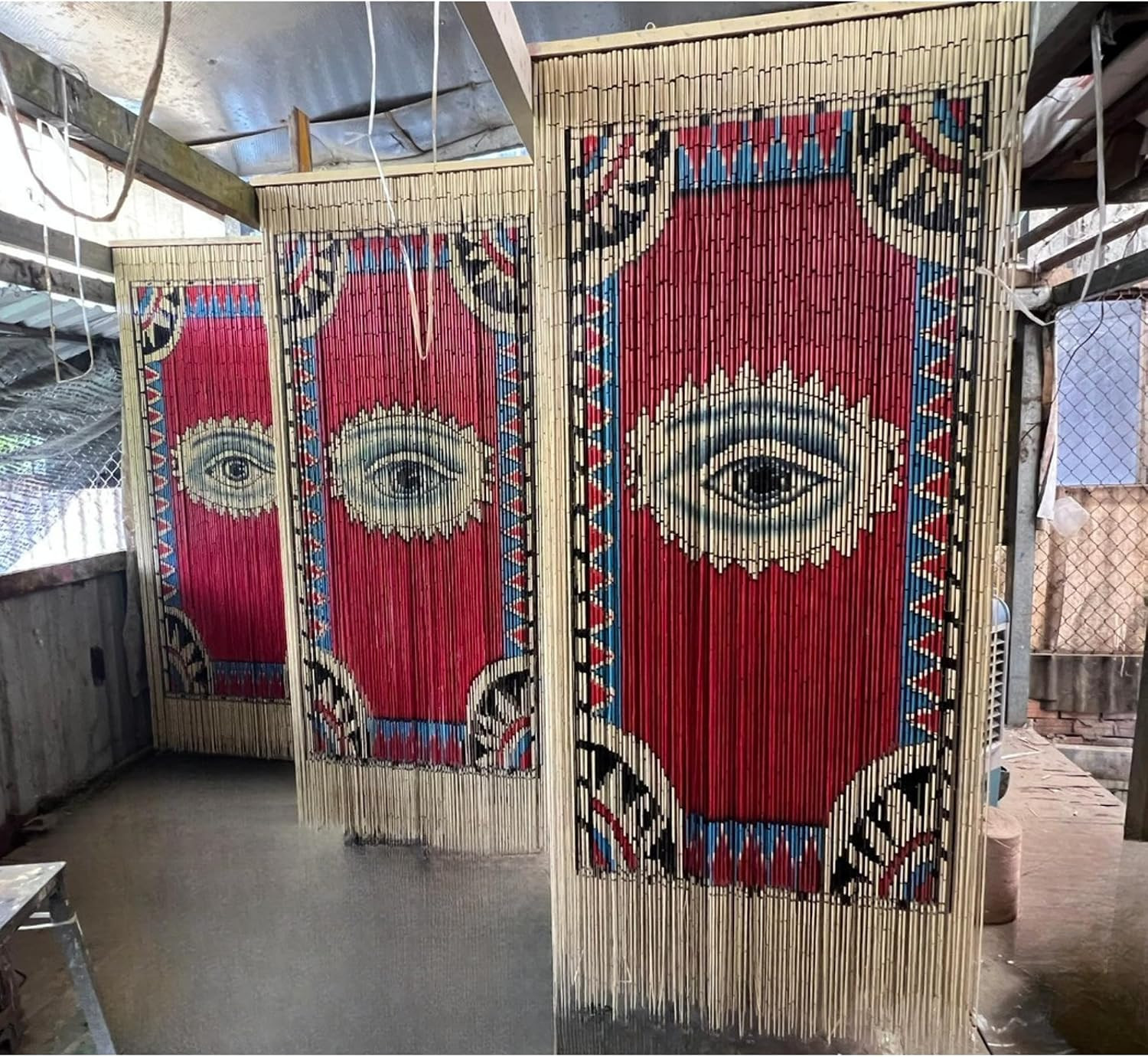 Beaded Curtain for Doorway, Bamboo Bead Door Curtain, Boho Evil Eye Decor, Hangi