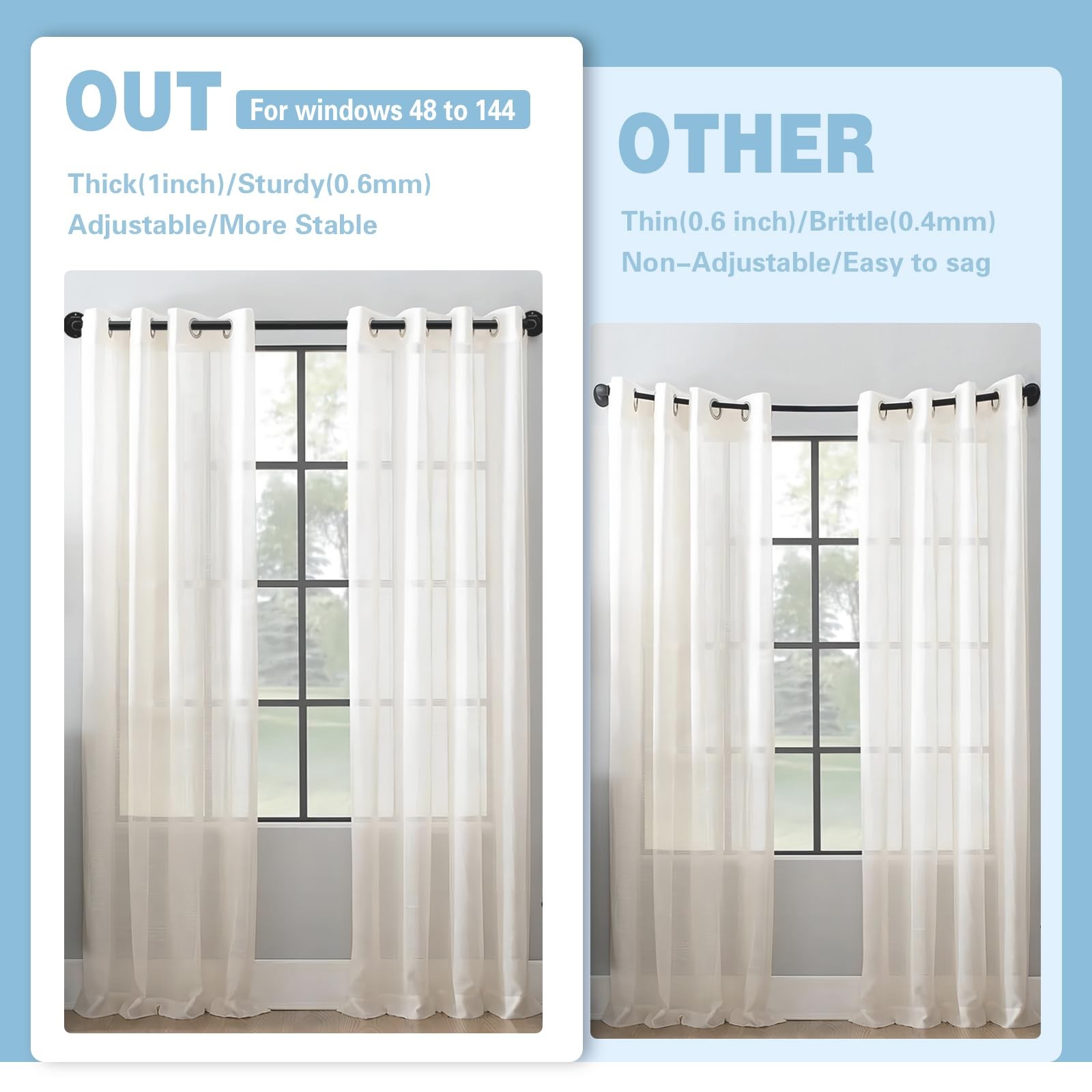 Byondeth Curtain Rods for Windows 16 to 120 Inches Adjustable Blackout Wrap