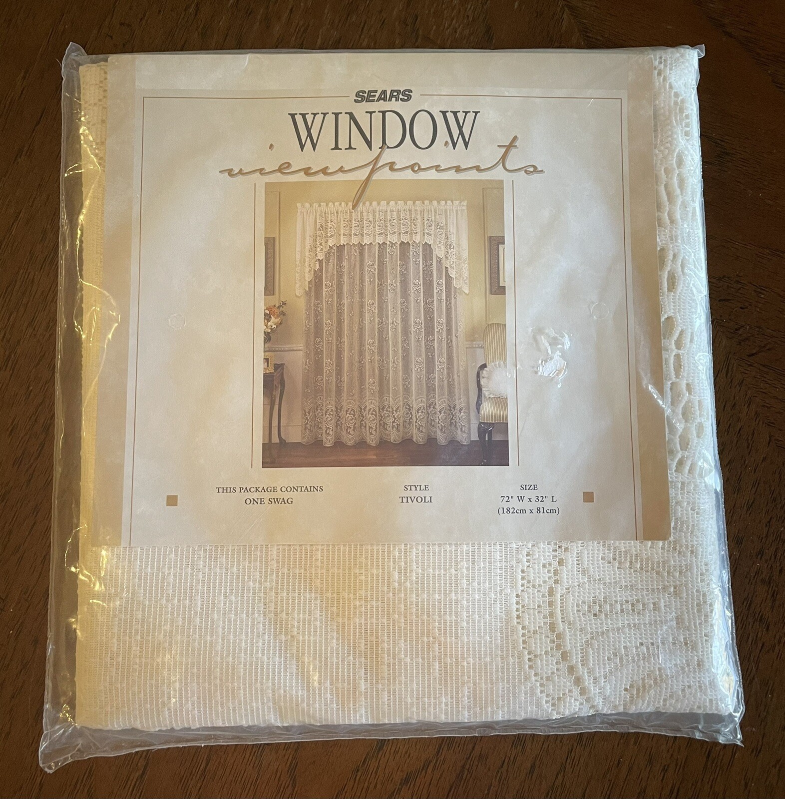Sears Ivory Lace Scalloped Window Swag Tivoli Tesse 72” x 32” New Old Stock