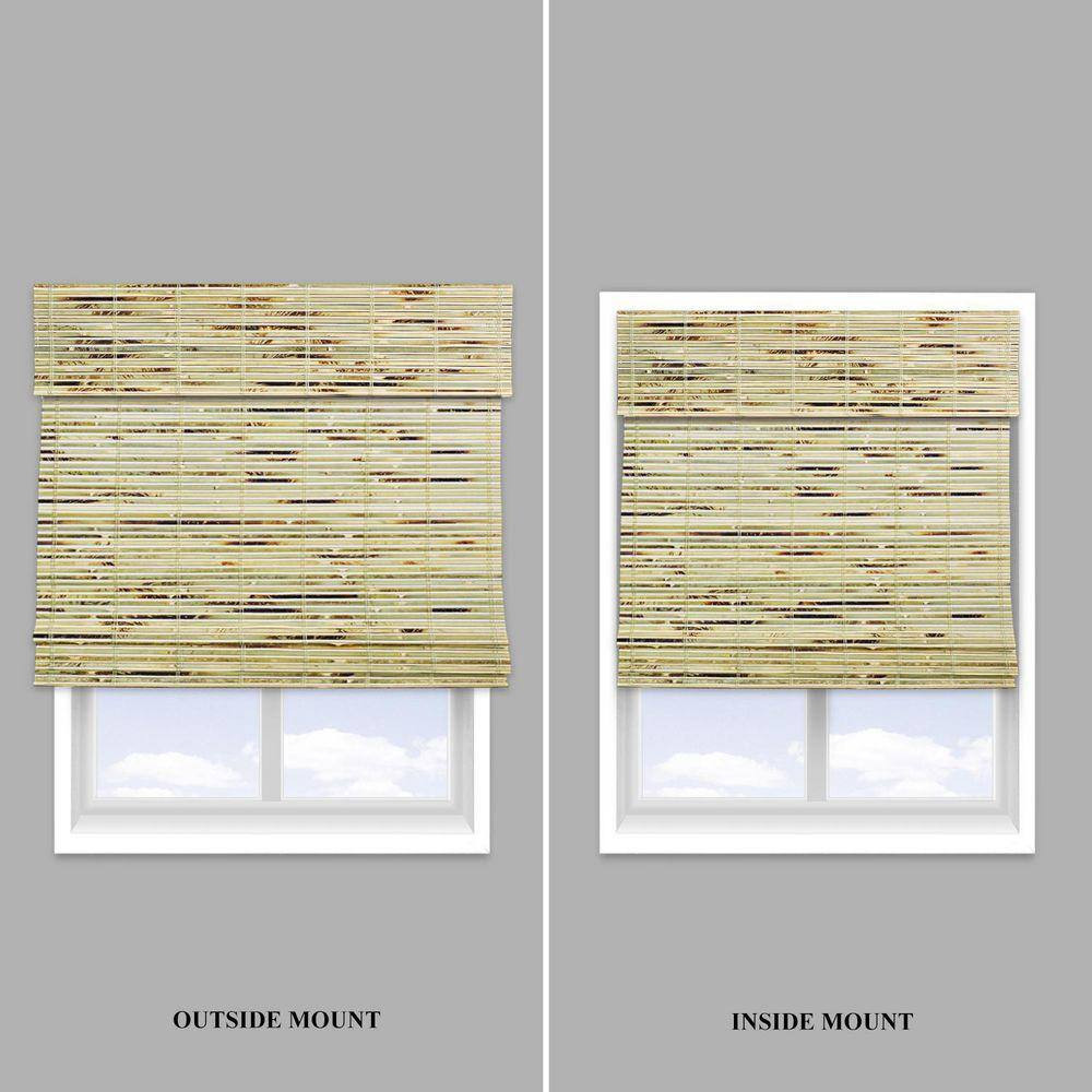Natural Woven Light Filtering Cordless Bamboo Roman Shades for Windows, 27 In. W
