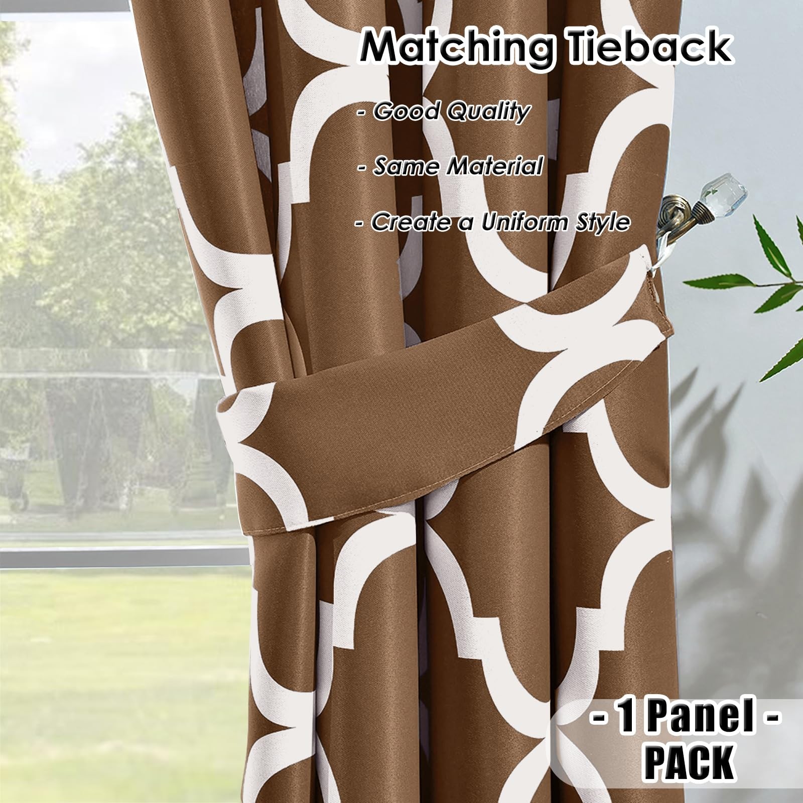 Moroccan Blackout Curtains for Living Room, 52×96 Inch, Grommet Top, Coffee