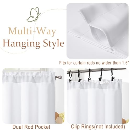 Cafe Curtains 36 Inch Length, Light 30″W x 36″L (Pack of 2) Pure White