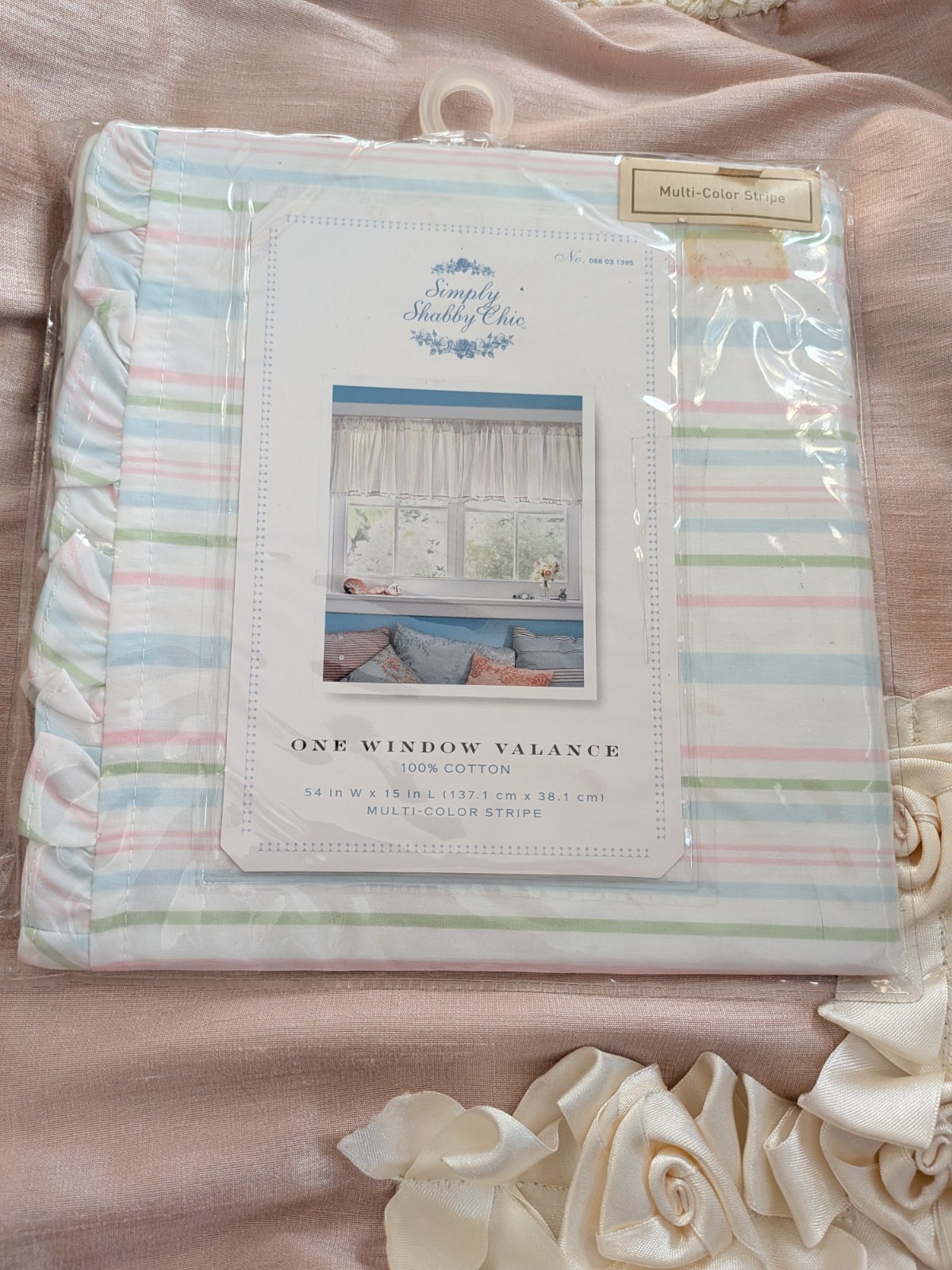 Simply Shabby Chic Valance Pastel Stripes Ruffles New In Package