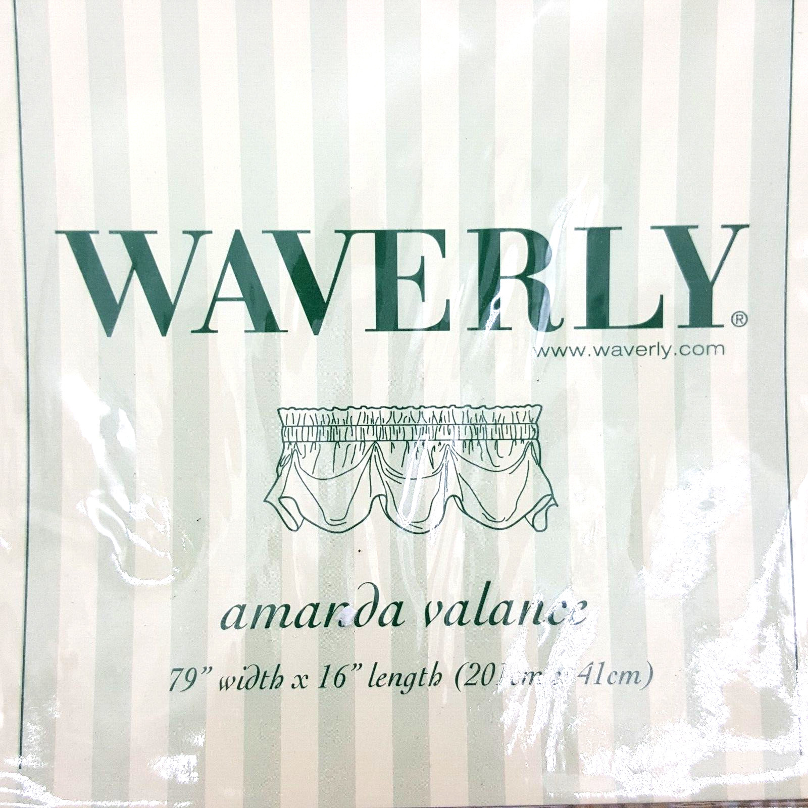 Waverly AMANDA Window Valance Serene Stripe Mineral Aqua Yellow 16″x79″