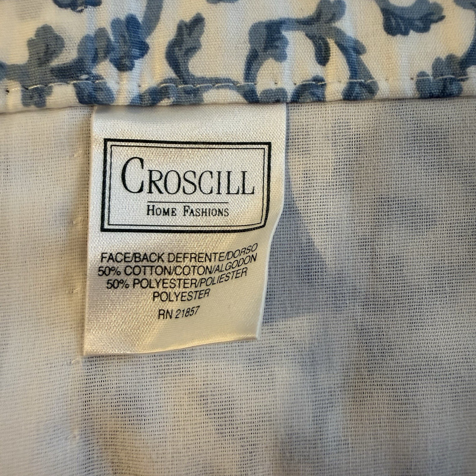 Vtg Croscill Balloon Curtain Valance Blue White Scroll Eyelet 17×84 NEW Open PKG
