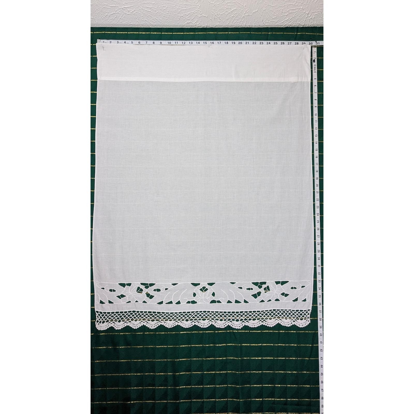 Vintage White CUTWORK Lace Curtain Panel 100% Cotton Cottagecore FAIRYCORE