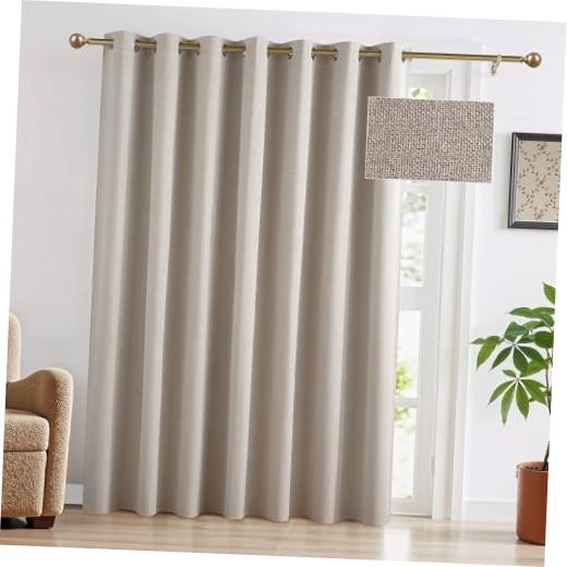 100% Blackout Curtain for Sliding Glass Doors, 100″W x 84″L (Pack of 1) Linen